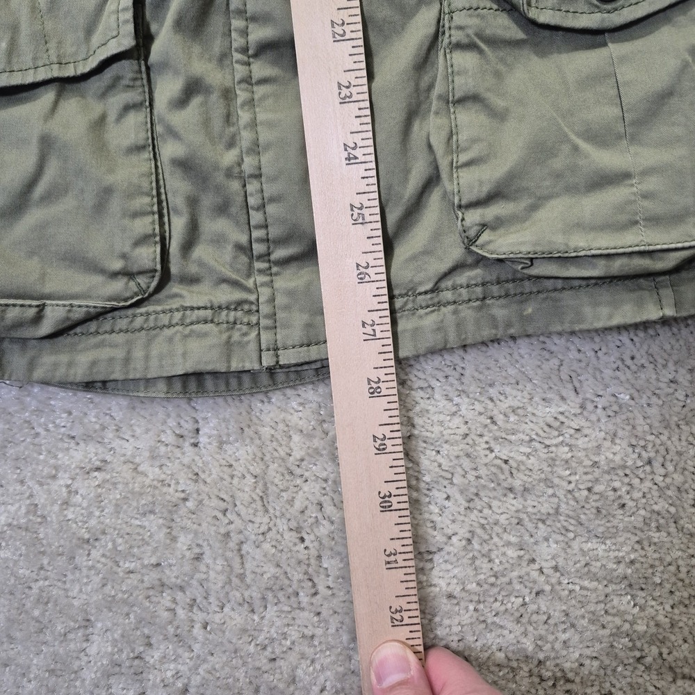 LL Bean Utilty Jacket Womens Medium Green Cotton Zip Pockets Military Workwear - Picture 8 of 9
